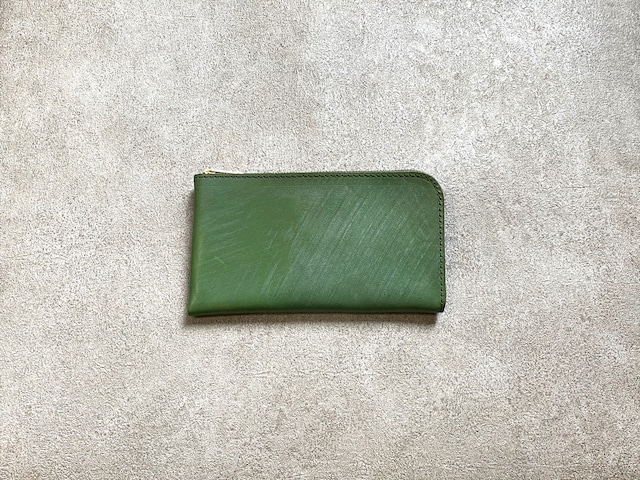 SHOZO Wallet (vegetable tanned and waxed leather) : Green * Won Grand Prix of the small leather article category in “Asia Pacific Leather Fair 2019”