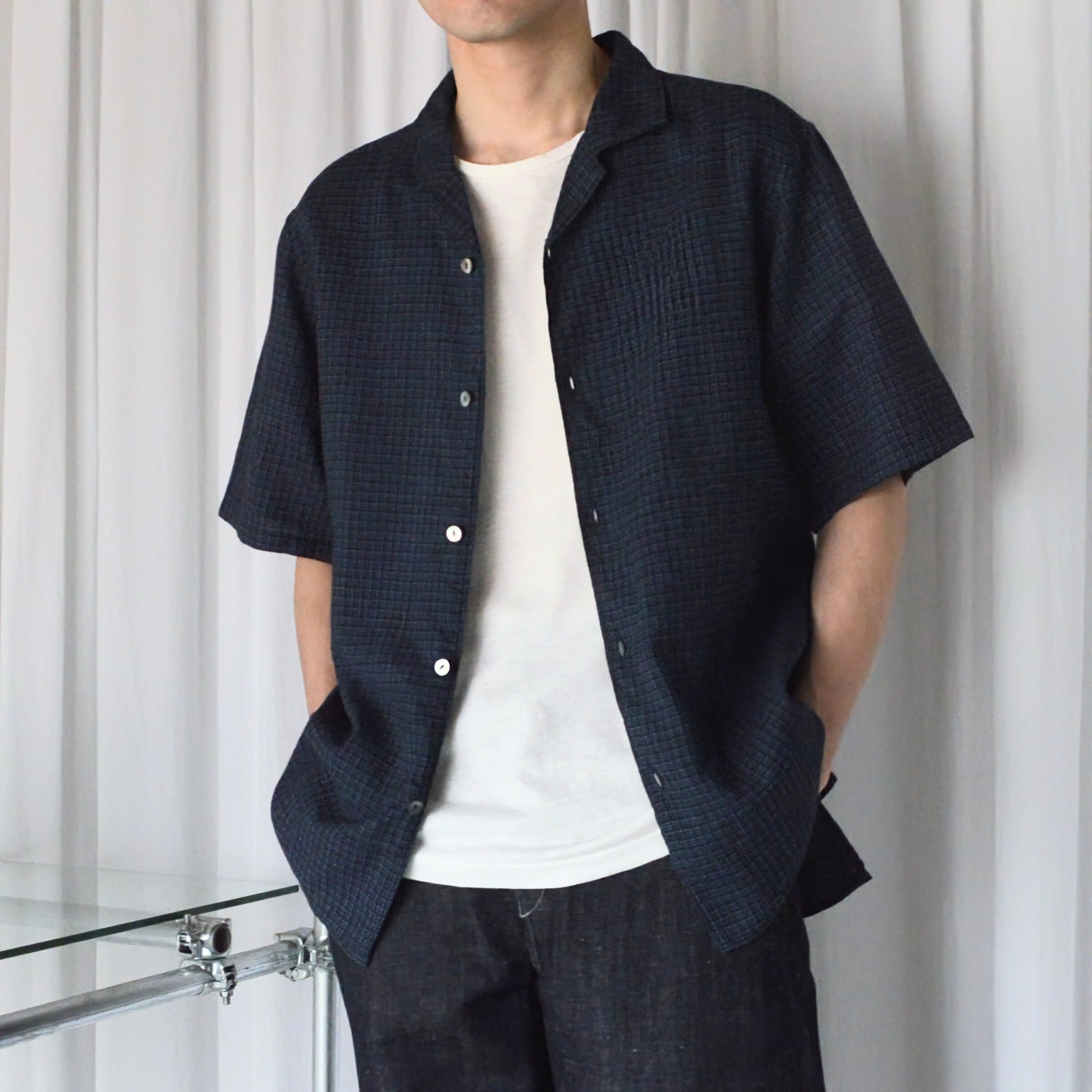 RESTOCK】MITTAN / SH-153 毛亜麻格子開襟シャツ | MA STORE