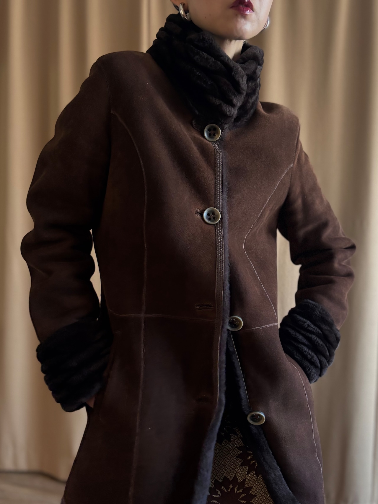 MADE IN TRUKEY sheepskin brown half coat-5133-1