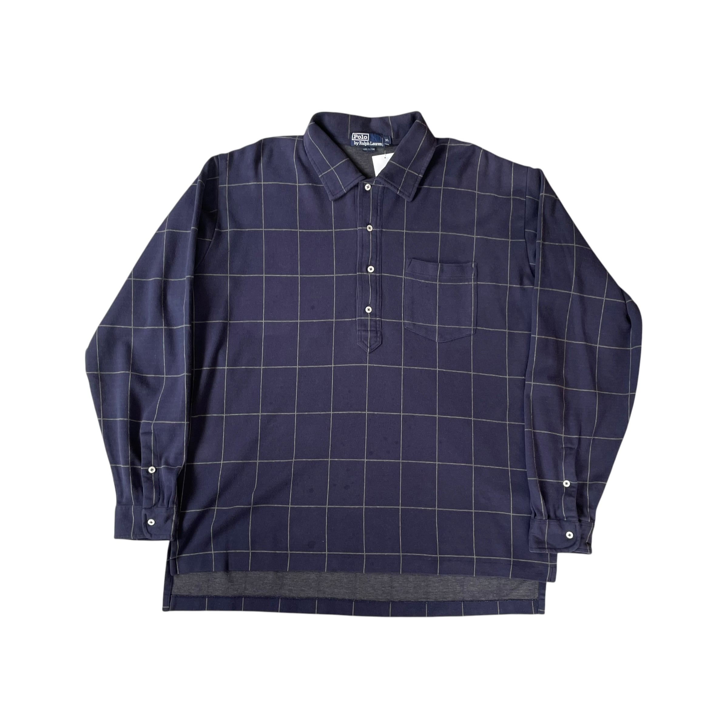 1990s Polo By Ralph Lauren "Window Pane Check" L/R Polo Shirt