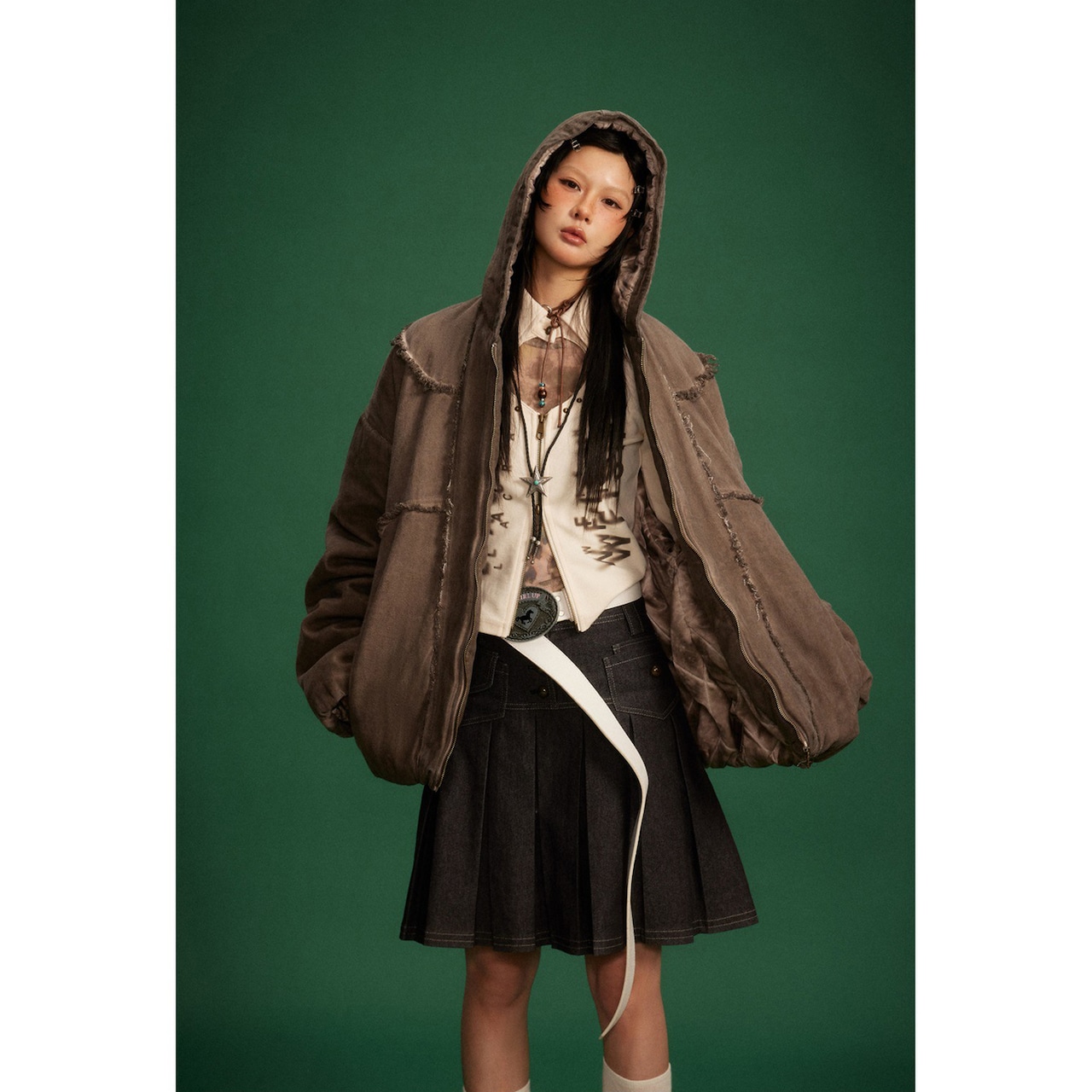 【暖かさUP】VINTAGE ウォッシュ加工中綿ジャケット T1271