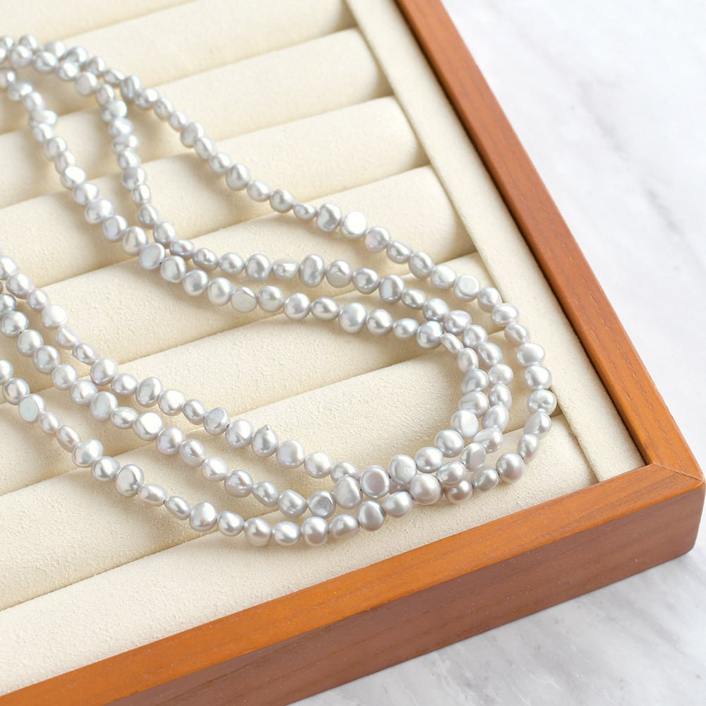 120cm グレーブルー 淡水バロックパール ロングネックレス / 約6.0mm 1