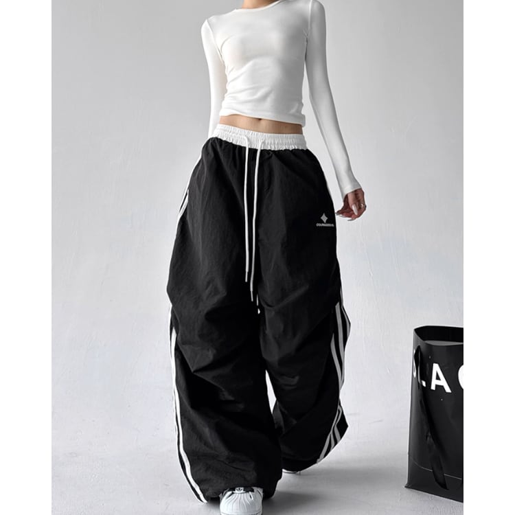 サイドライン ドローストリング ワイド パンツ L00128