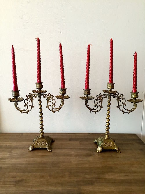 Antique 3 Candle Stand Pair NEW SALE PRICE 58000円→38000円！