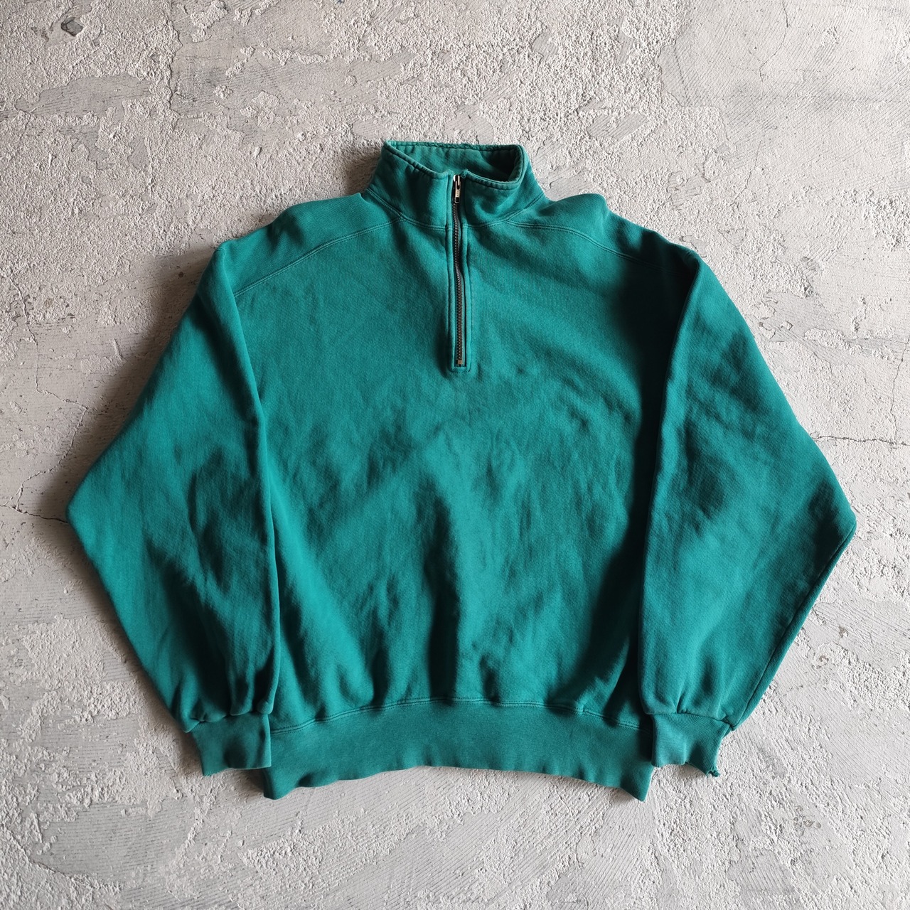 90s VINTAGE ビンテージ L.L.Bean×Russell Athletic エルエルビーン ラッセルアスレチック ハイネックトレーナー スウェット ハーフジップ エメラルドグリーン ダブルネーム