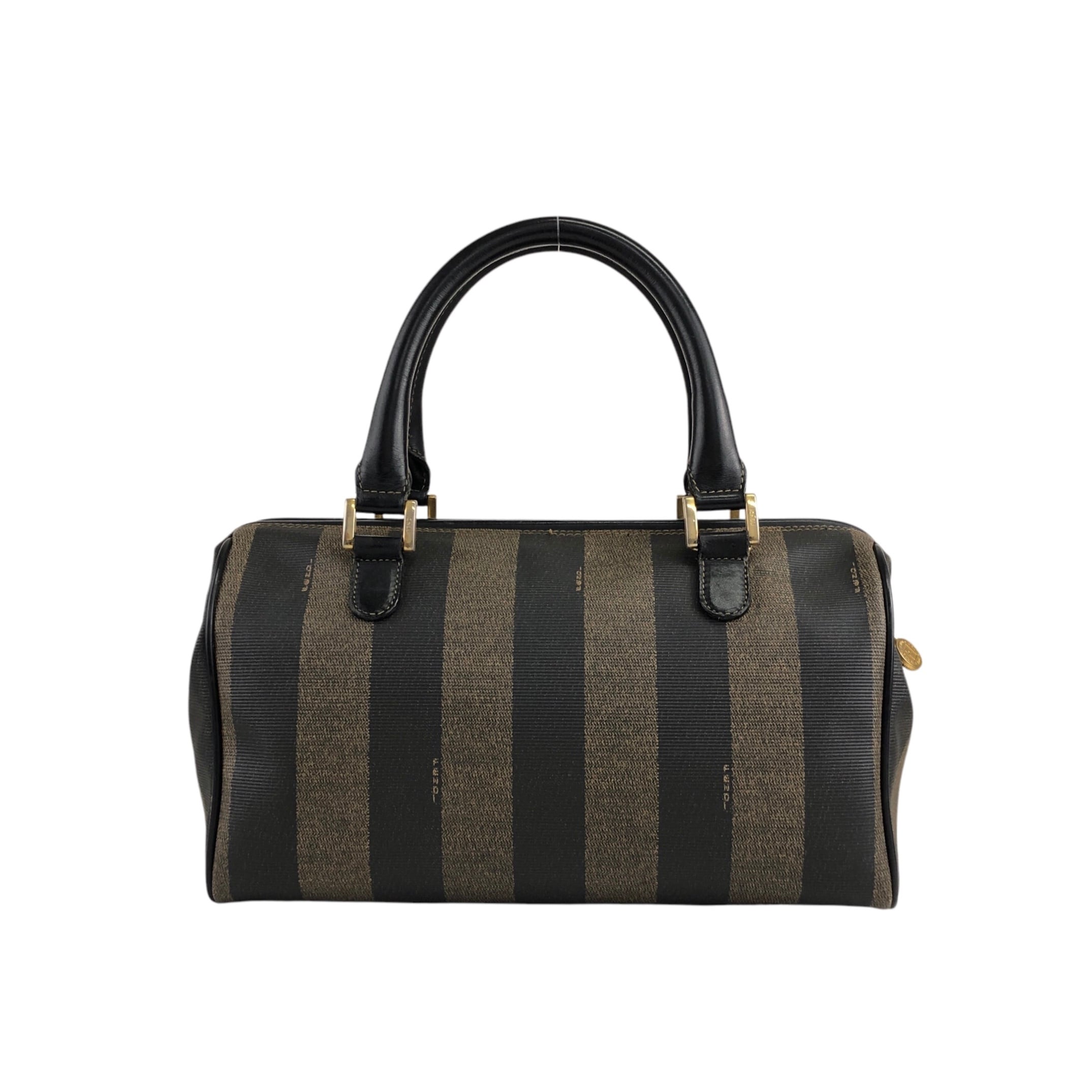 FENDI フェンディ ペカン ショルダーバッグ ブラック ロゴ PVC レザー