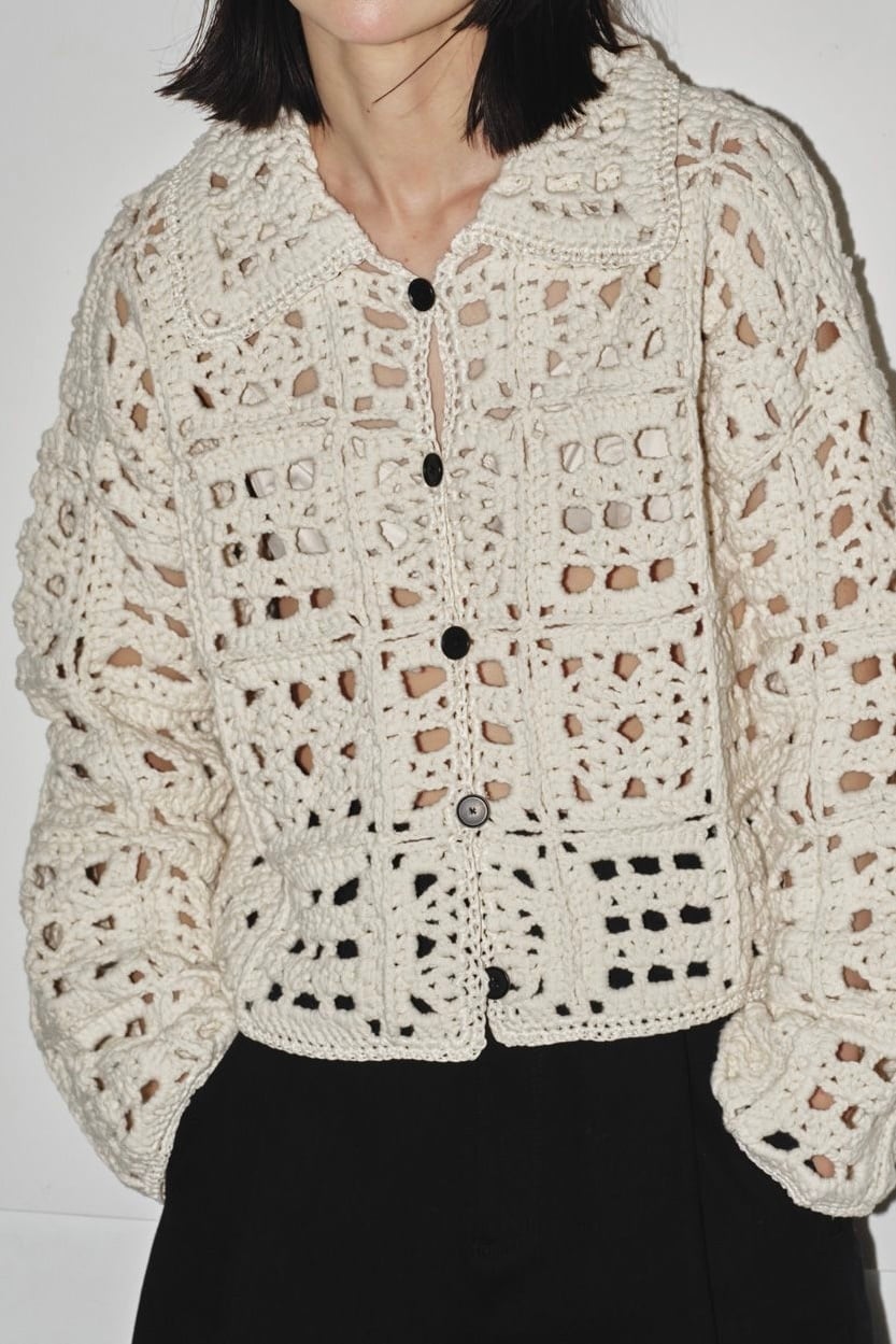 TODAYFUL Crochet Knit Shirts アイボリー 