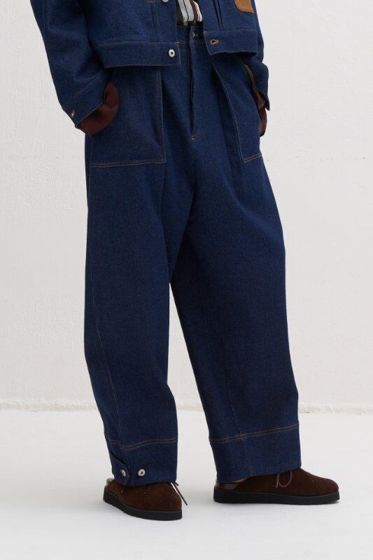【サンプルLive】 WYTE/ワイト Ω / Leather-Combo Denim Trousers 12-12560