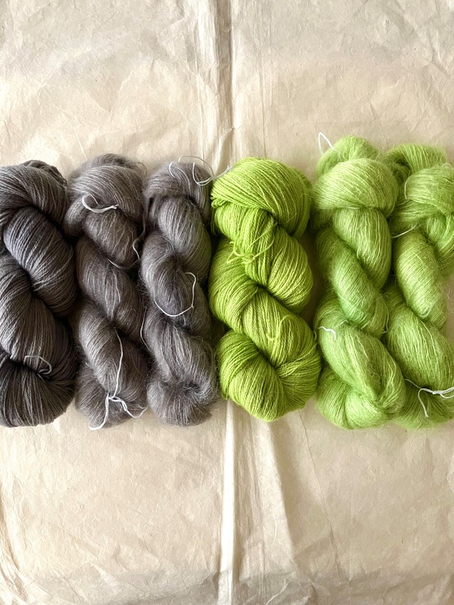 【受注販売：10月中旬頃〜発送（数量限定）】「Two Color Cardi」キット（糸＋ラベリーにてパターンをプレゼント）（送料込み） 画像