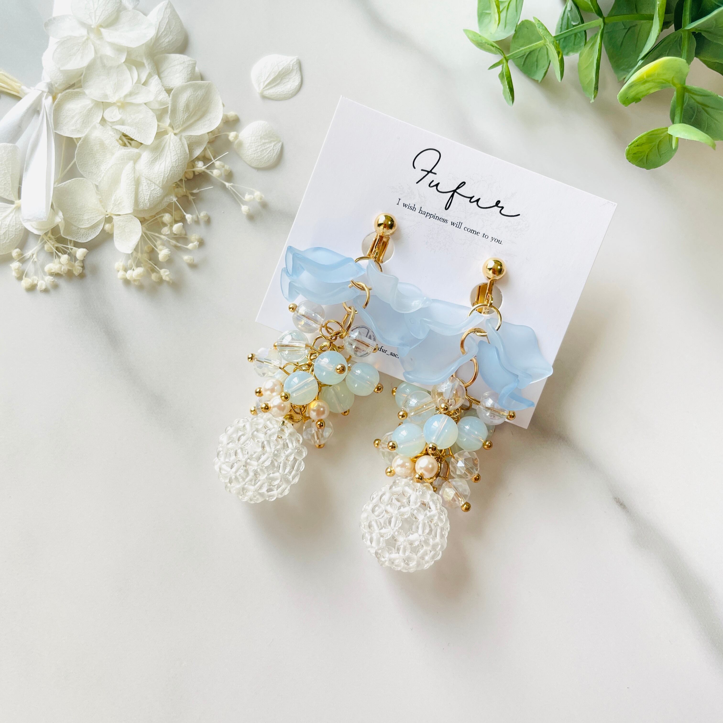 水晶フラーレン×花びらブルーアクセサリー | FuFuR