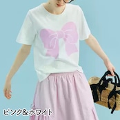 大きなリボンで気分を結ぶアートTシャツ 《i0634》