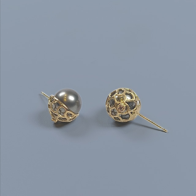 K10 Tahitian pearl Broun Diamond Earrings