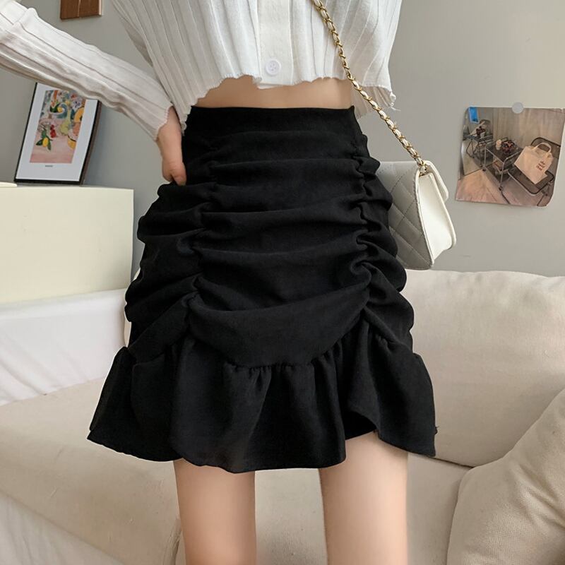 スカート スプリングオータムハイウェストAラインショート 大人ガーリー スウィート キュート カジュアル 春物 秋物 試着室76978256580