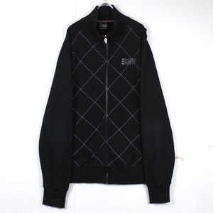 【Caka act2】Cross Print Vintage Loose Sweat Zip Up Jacket