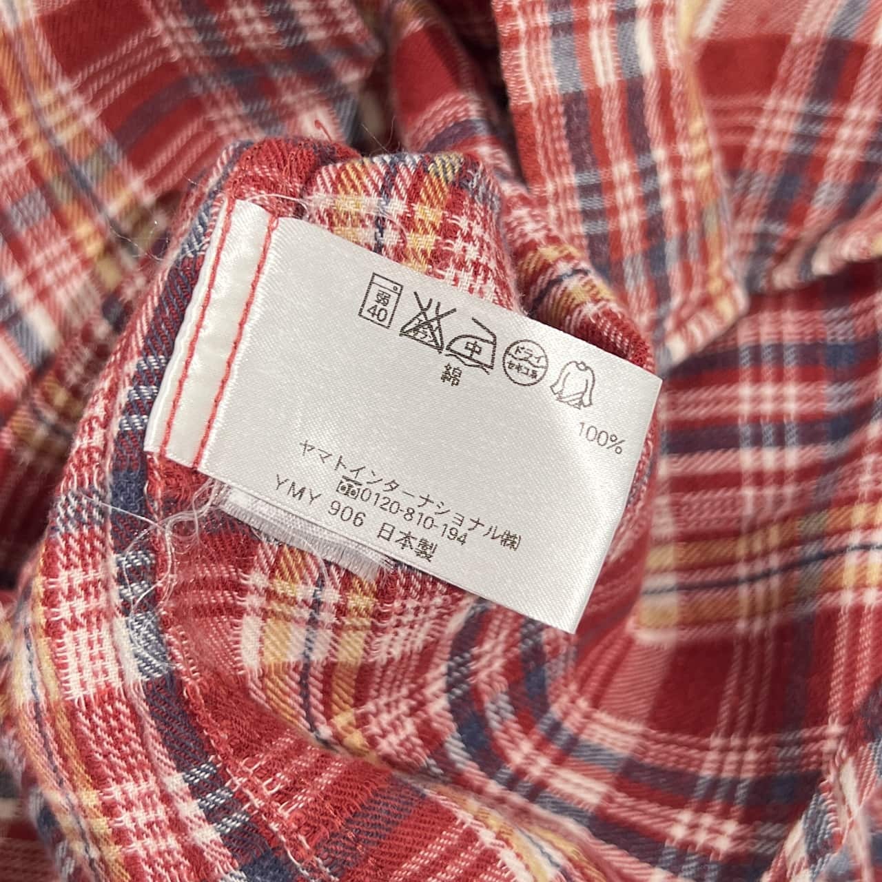 CROCODILE クロコダイル チェック BD ボタンダウン 長袖シャツ M/レッド系 メンズ