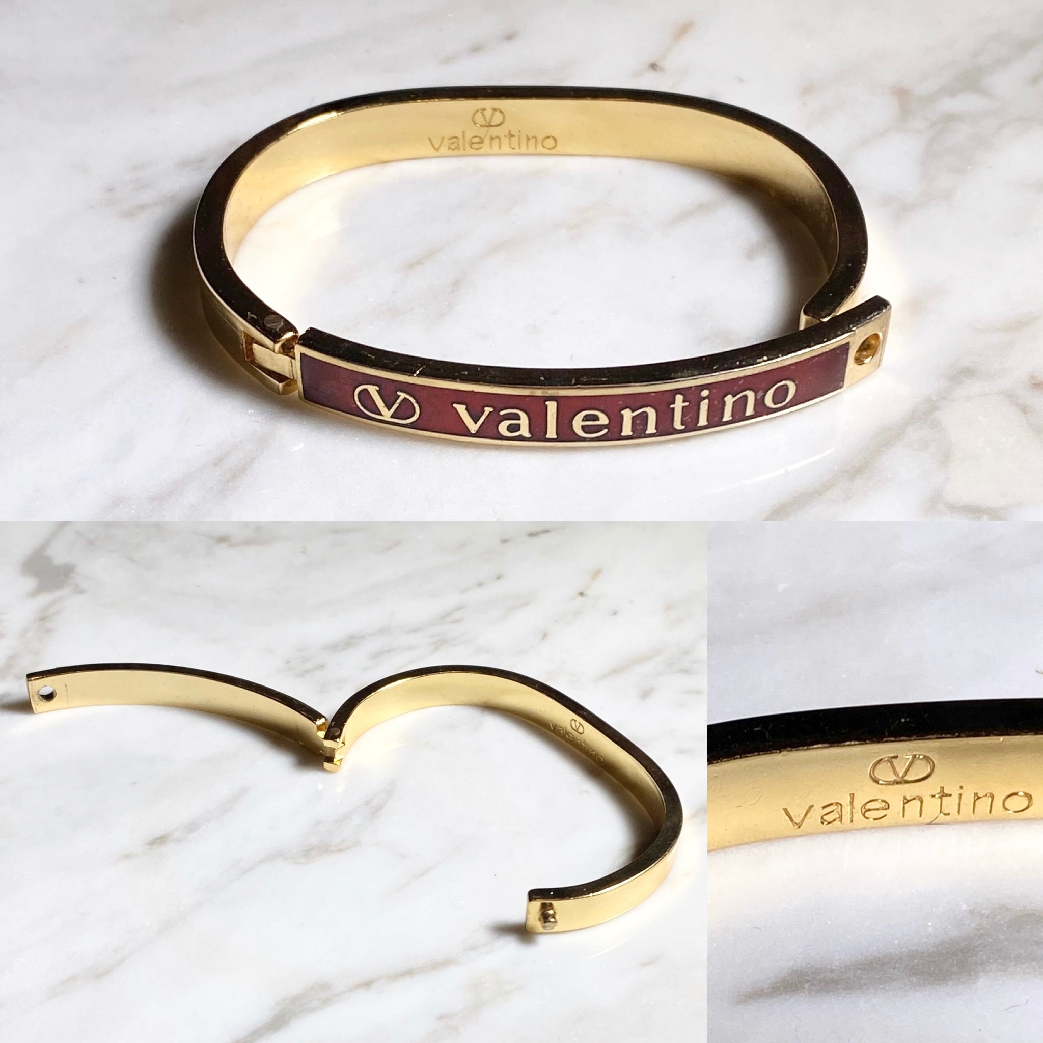 vintage VALENTINO metal×red enamel logo bracelet | NOIR ONLINE