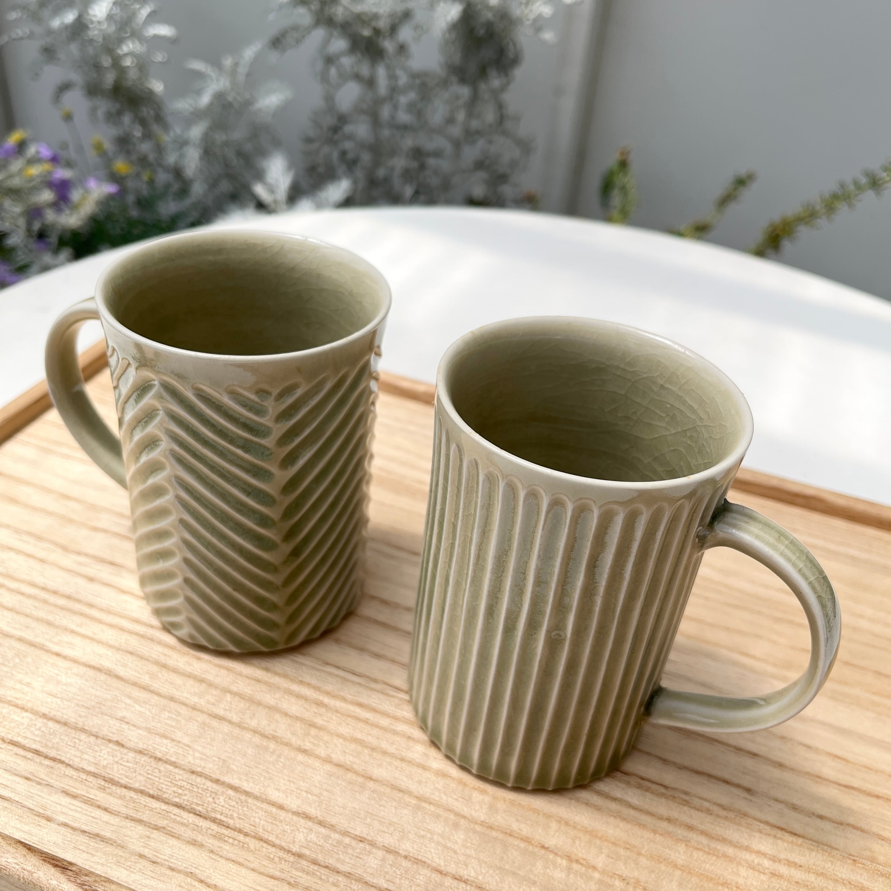 期間限定販売＞ 手島英則 松灰釉 シノギマグ 半磁器 | ihana design