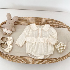 【BABY】プリンセスフラワー刺繡ロンパース