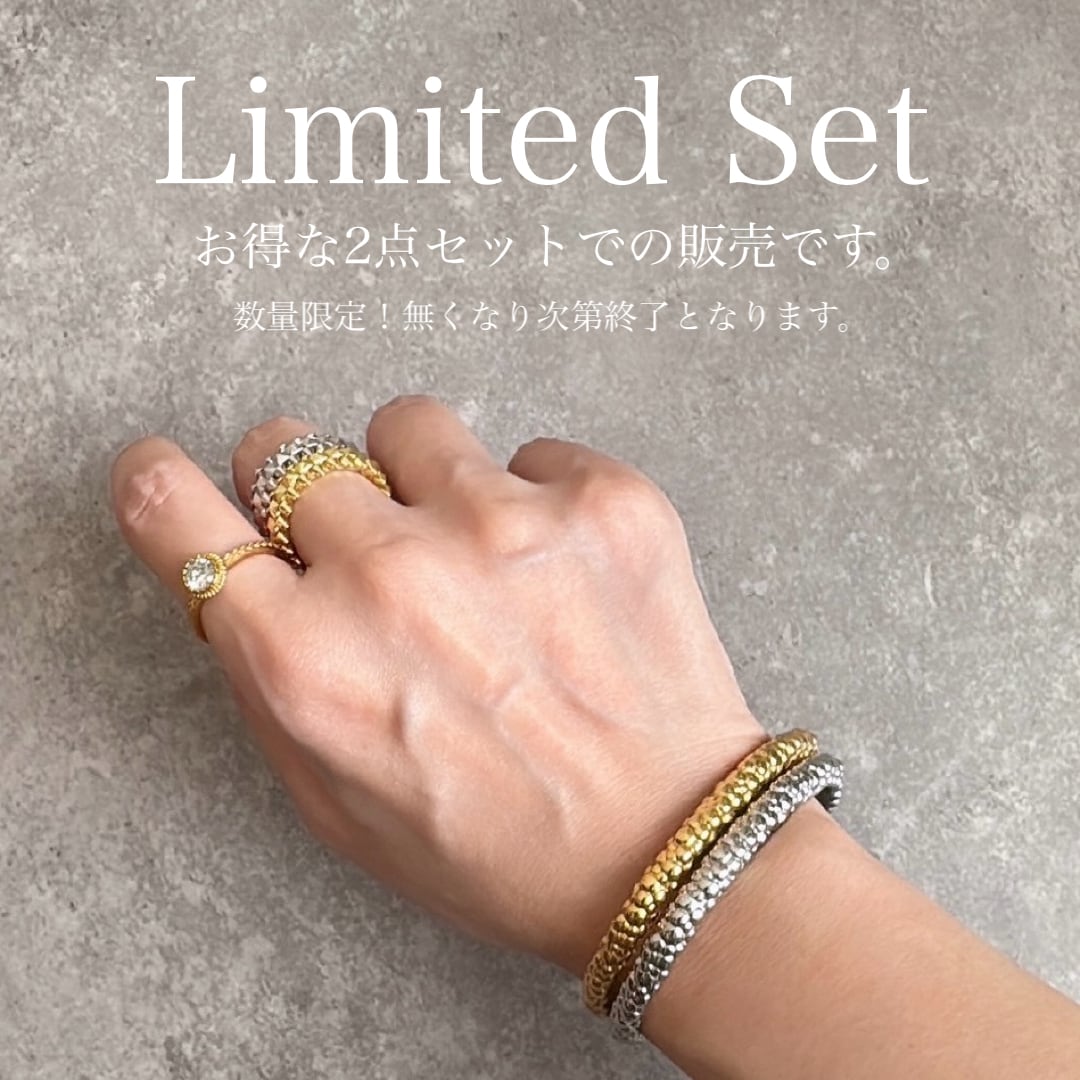 2点セット】random grain bangle silver×gold | eclacoco 2点セット】random grain bangle silver×gold | eclacoco