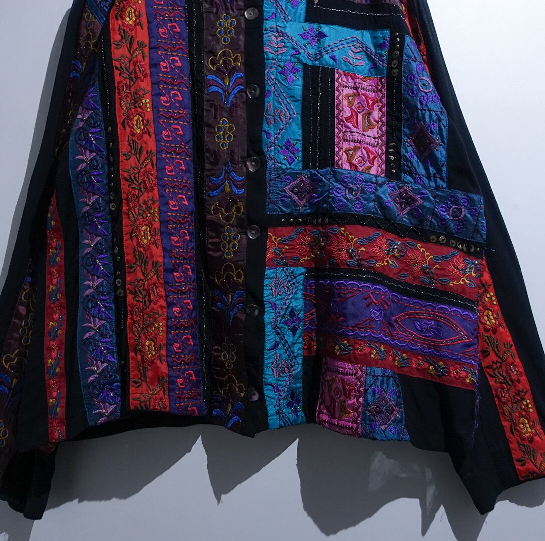 90s “CHICO'S” Various Embroidered & Sheer Patchwork Jacket | 古着