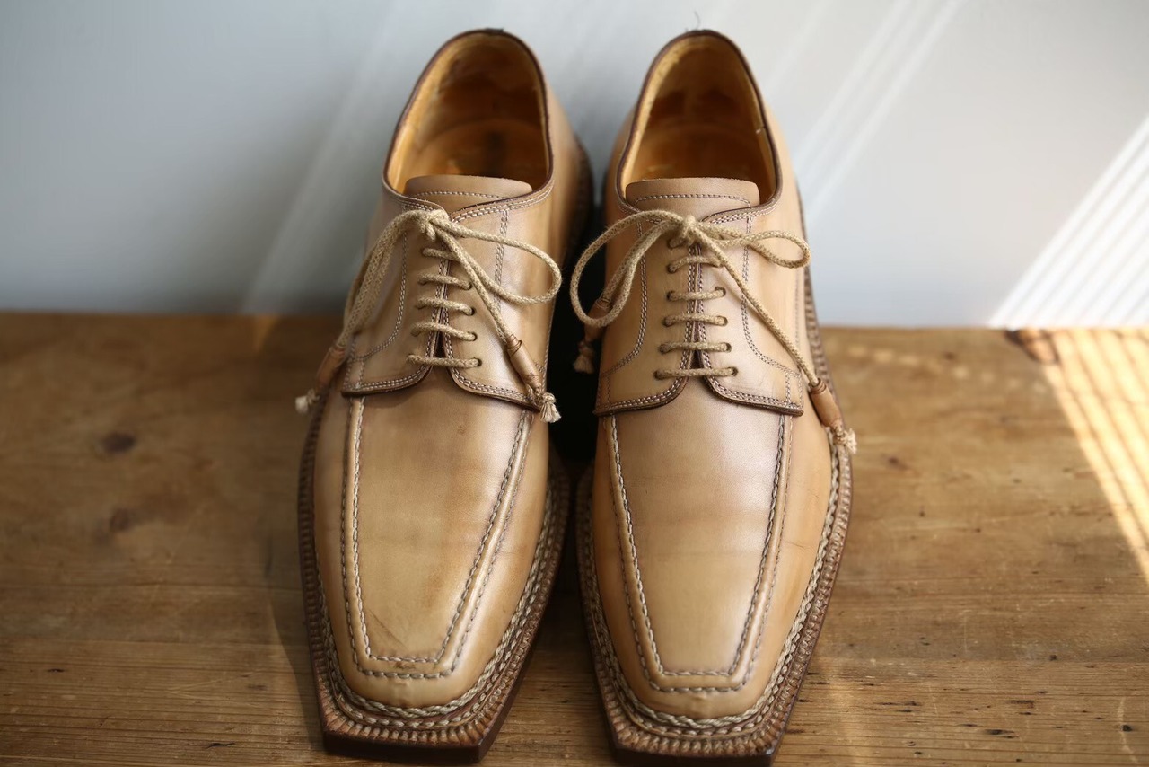 【Stefano Branchini】ノルヴェジェーゼの傑作 Uチップシューズ ナチュラルベージュ Size:６