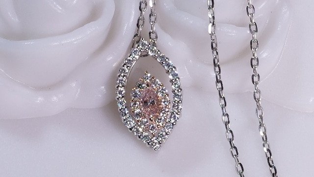 J34-9 K18PG/Pt ピンクダイヤネックレス［01148809］