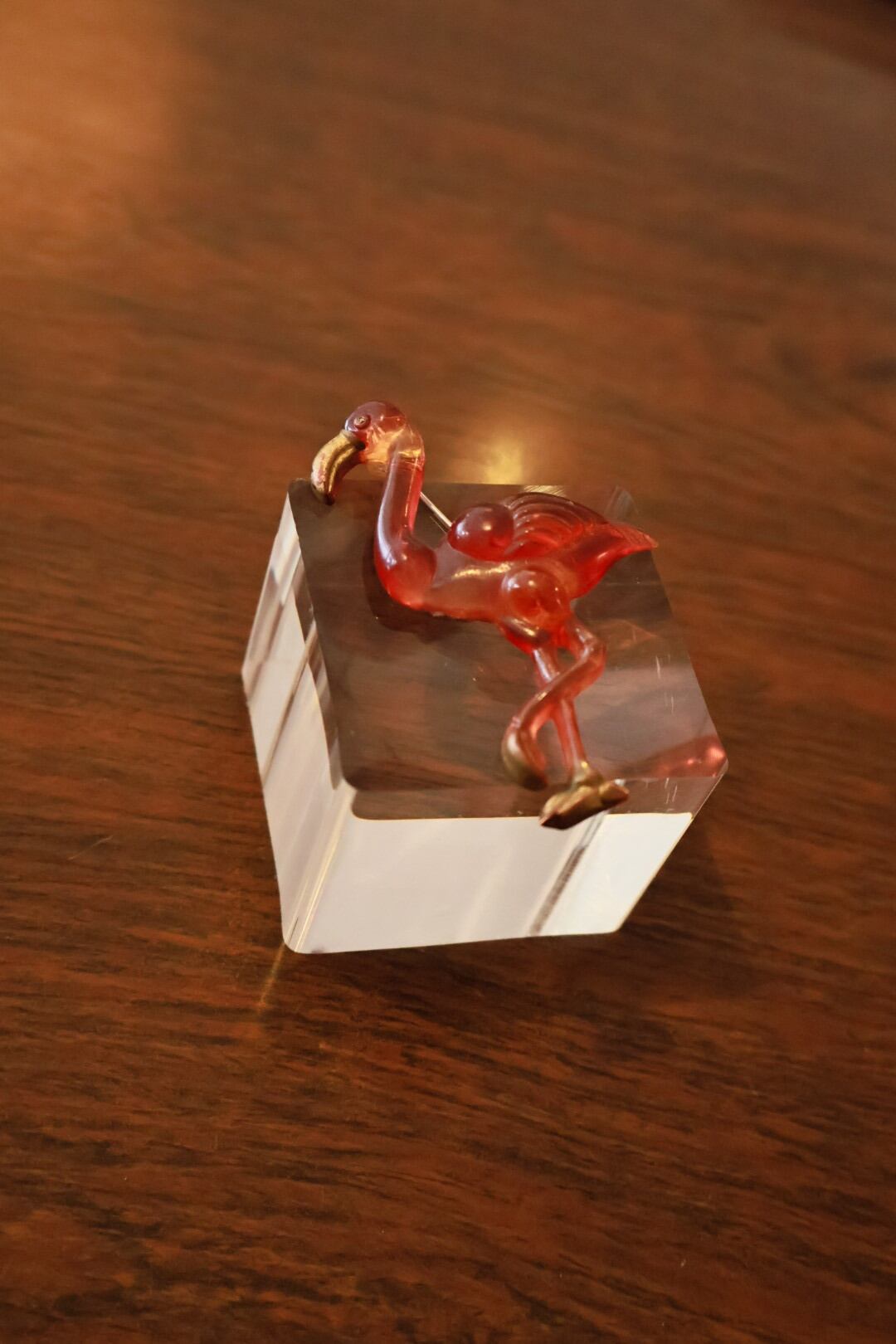 vintage lucite Flamingo broach