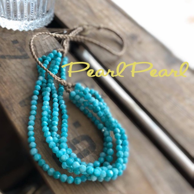 アマゾナイトのようなブルージェイド5連ネックレス