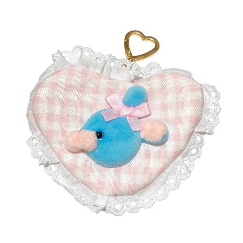 【1/31(土)21:00-2/8(日)23:59限定❣️】くまとうさぎ屋さん / うさぎさんハートポーチ（ギンガムピンク×ソーダ色）