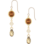 アレルギー対応　３種類の茶色系のスワロフスキーのスパークルフックピアス