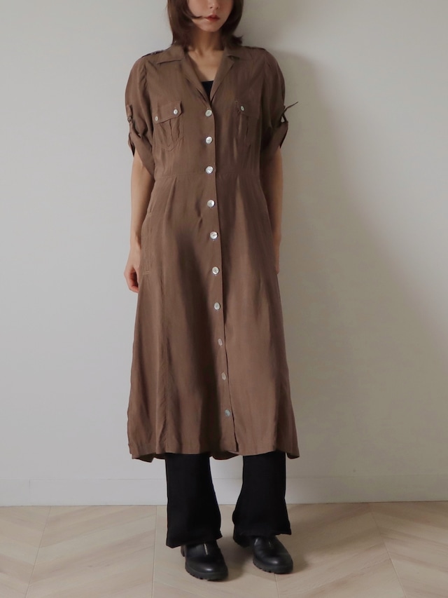 ●shell button design shirt dress