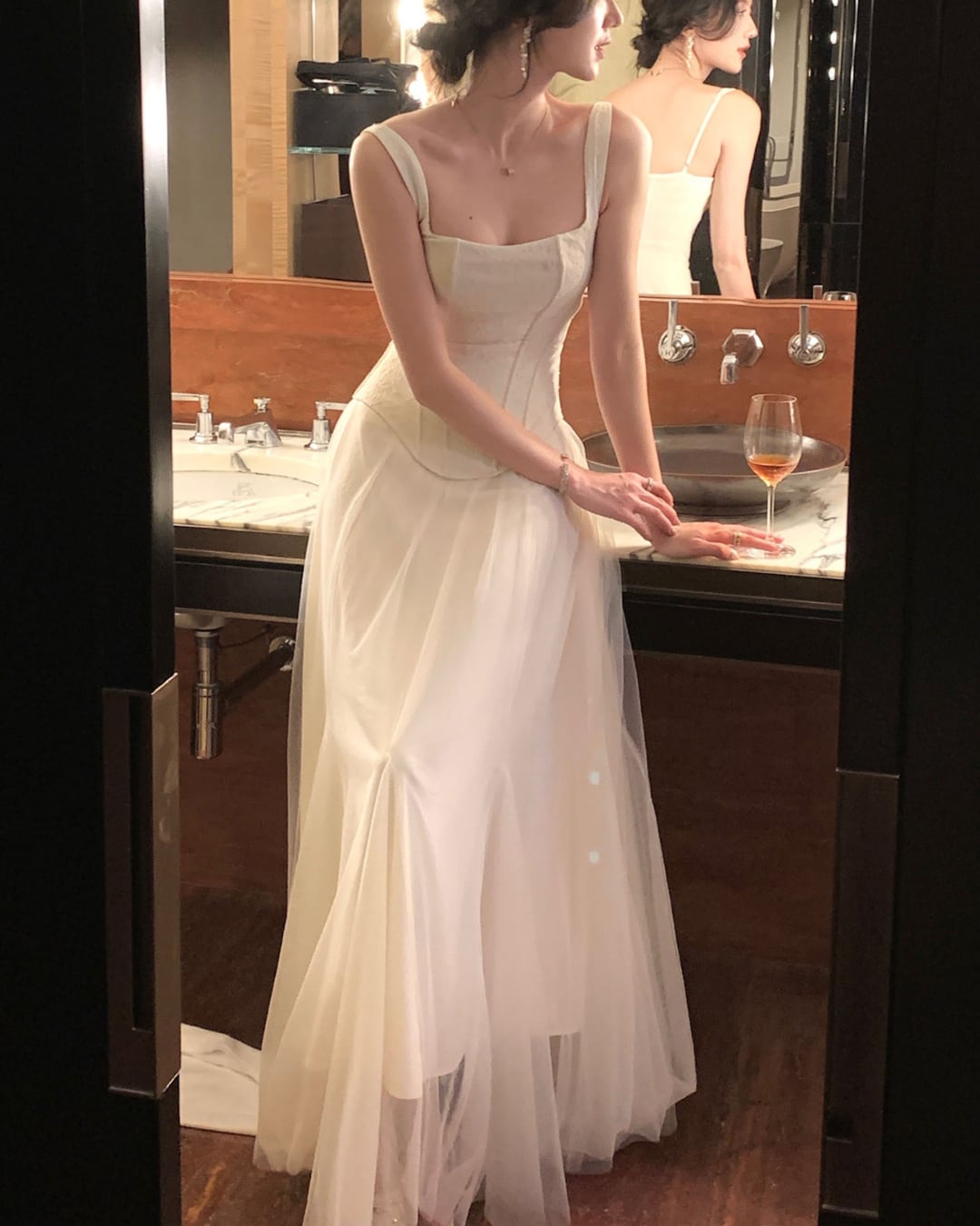 クラシックチュールロングドレス S26013