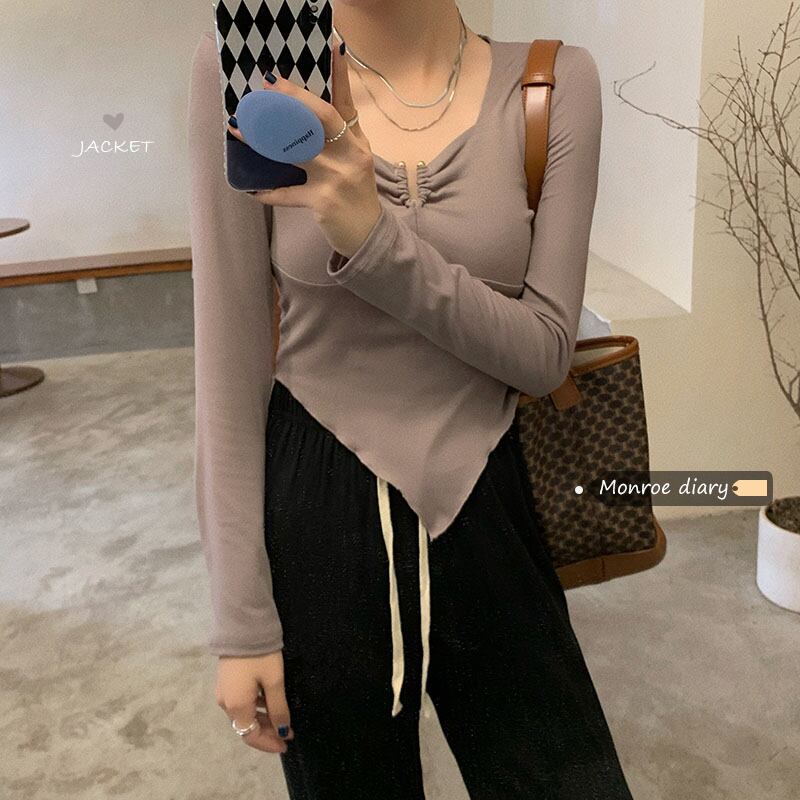 スタイルスリムTシャツ シャツ オータム薄手トップス ロング 秋物 モンロー41249687535