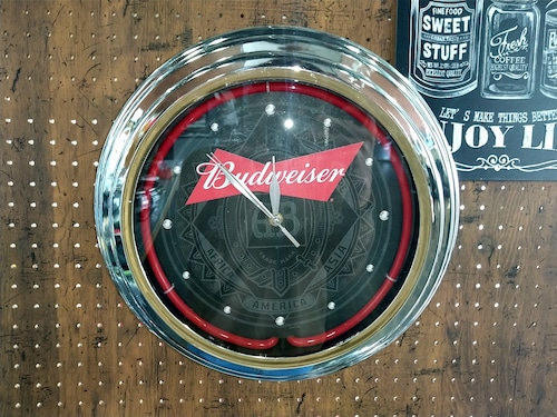 ネオン時計 / ネオンクロック　バドワイザー （Budweiser）　壁掛け時計