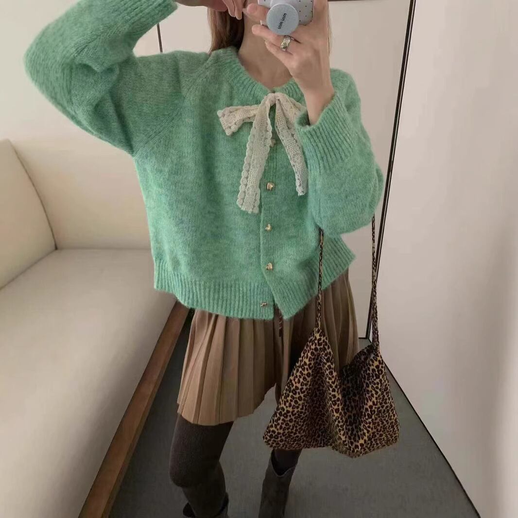 【outer】リボン付きニットカーデ M28821