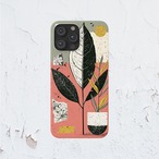 受注生産 iPhoneケース 葉っぱとコーラル紙片のボタニカルコラージュ｜植物モチーフ ZINE009D