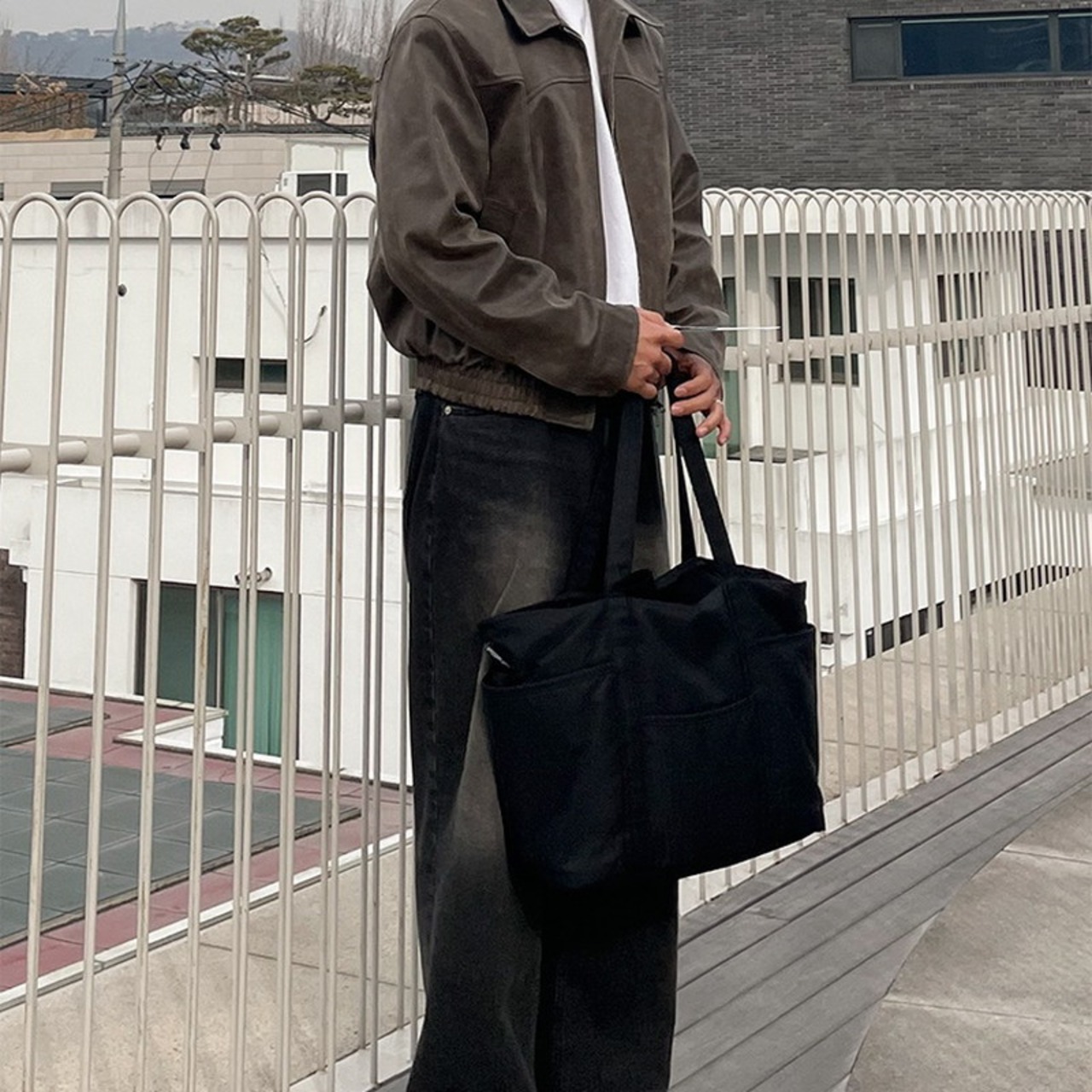 レトロショートブラウンフェイクレザーブルゾン　994