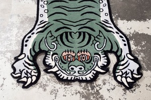 Tibetan Tiger Rug 《Sサイズ•ウール・オリジナル2・フォレストグリーン208》チベタンタイガーラグ