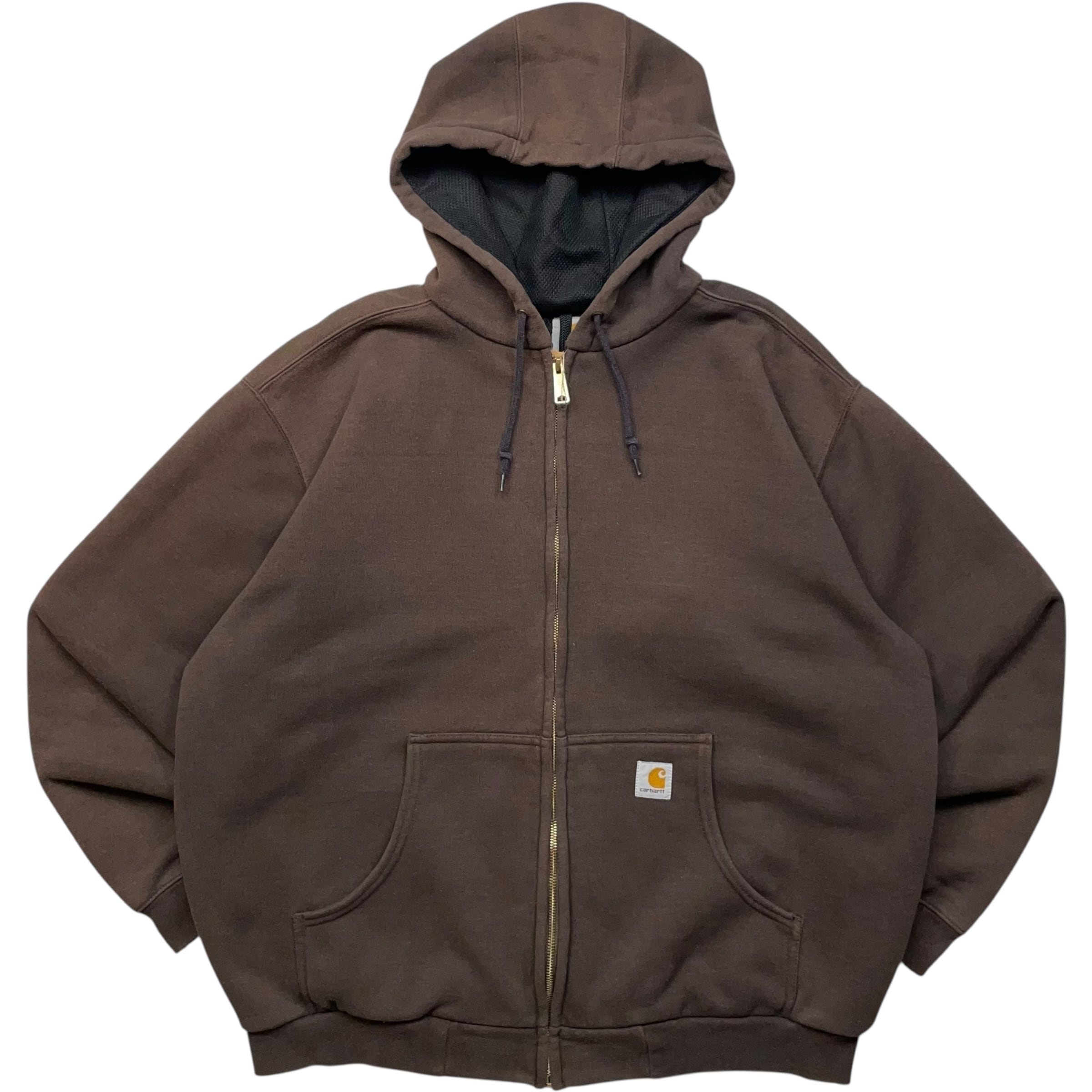 《XL》 Carhartt カーハート ジップパーカー ワンポイント ロゴ ブラウン no.8881