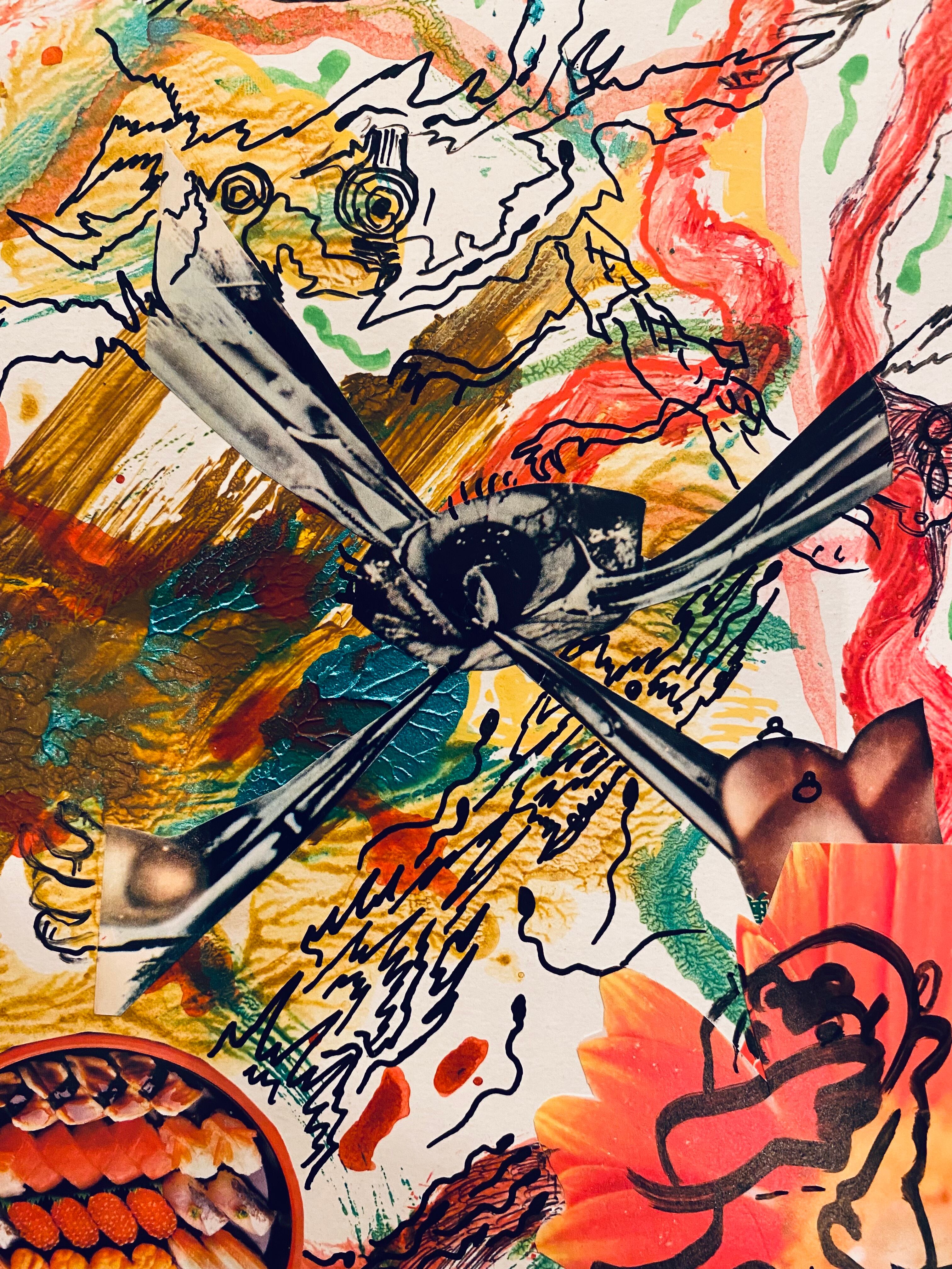 根本敬　直筆　ドローイング　コラージュ　作品　額付き 根本敬 直筆 ドローイング コラージュ 作品 額付き 根本敬 直筆