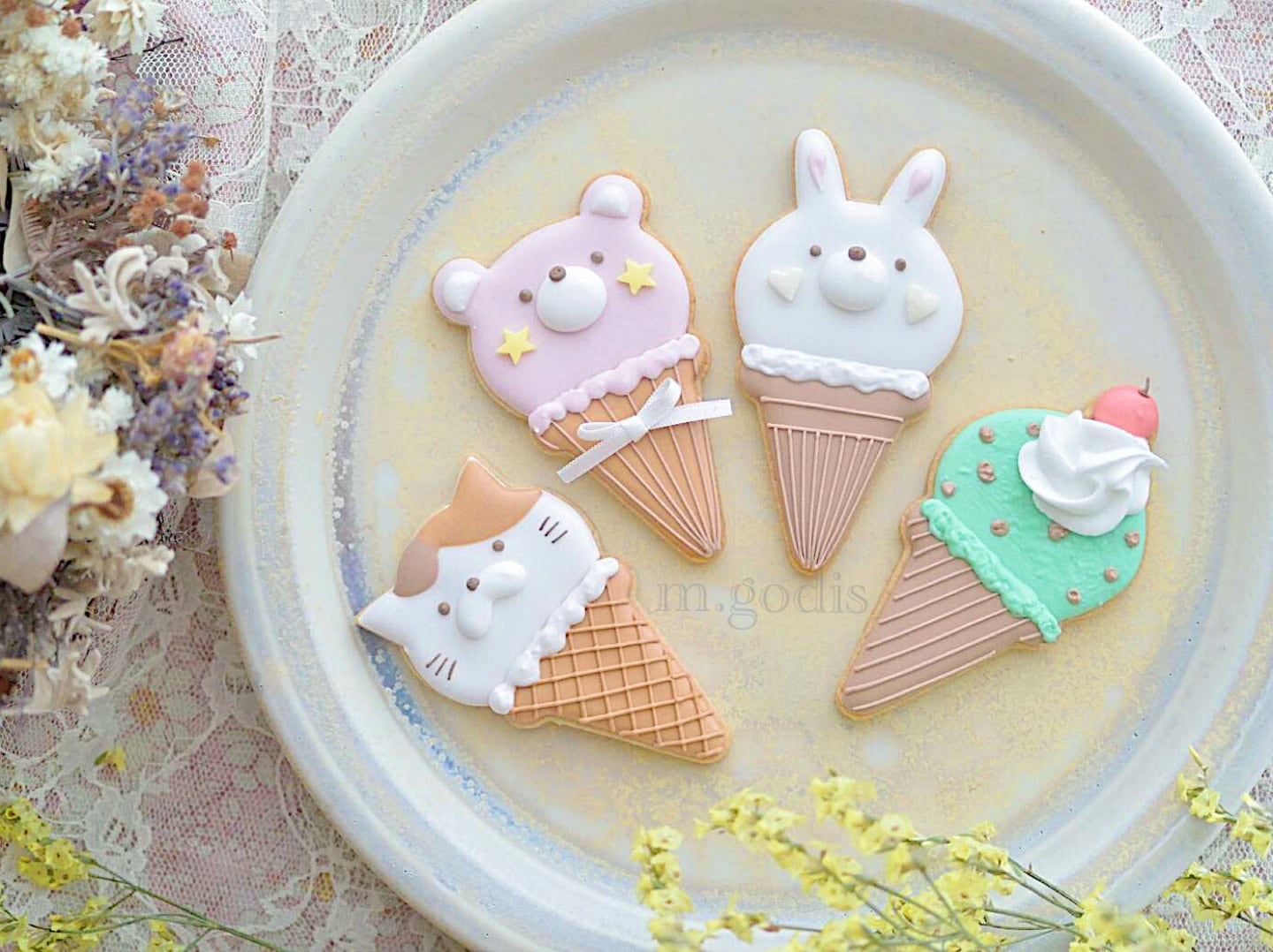 アニマルアイスクリーム(セット)/ animal icecream set【クッキー