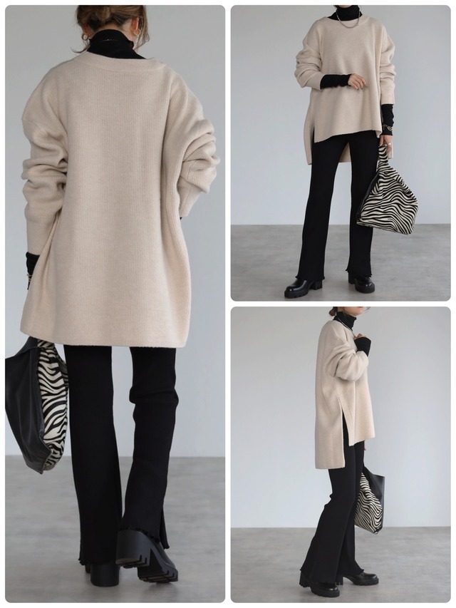 サイドスリットニット