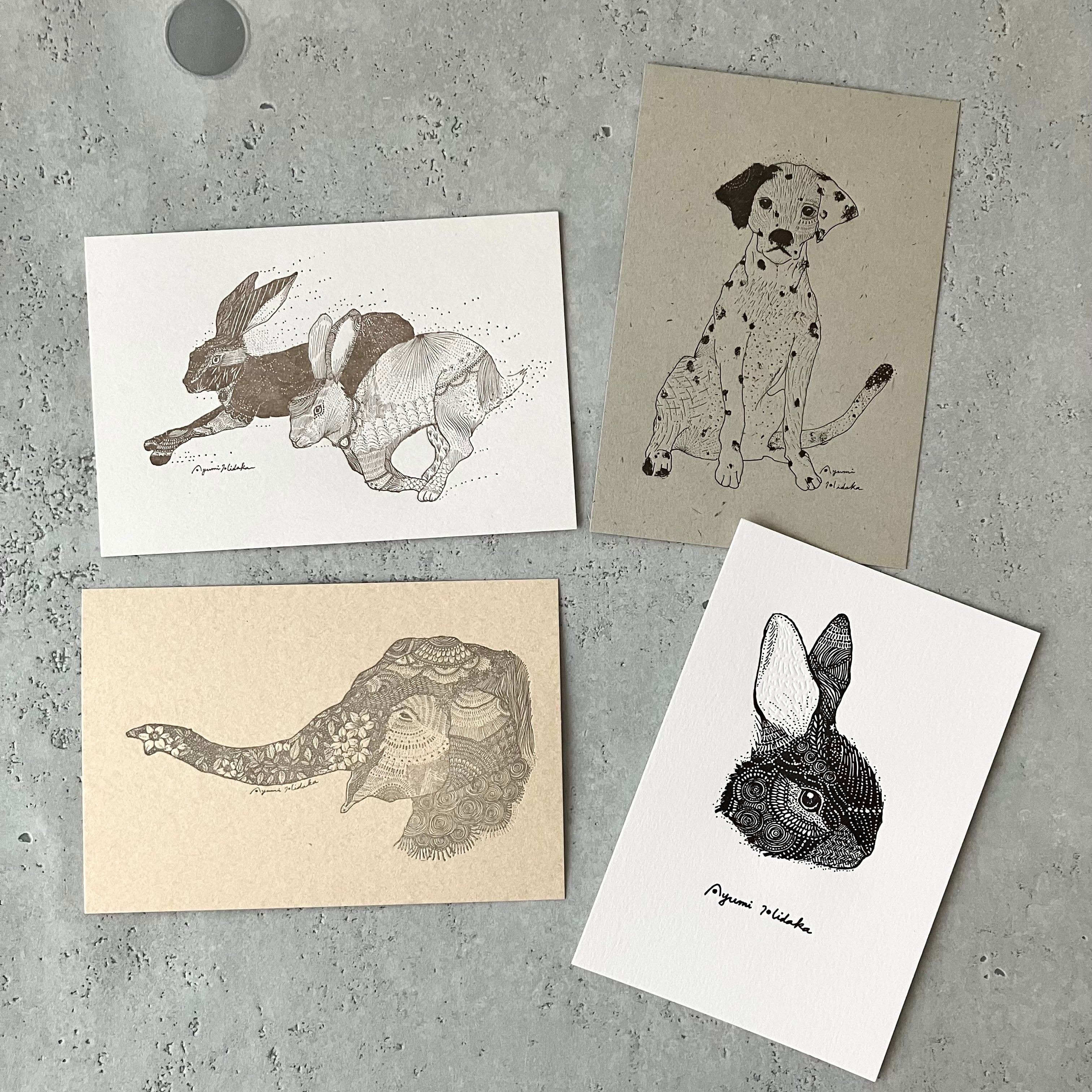 ひとつになるウサギ』の活版印刷ポストカード | 日高あゆみ