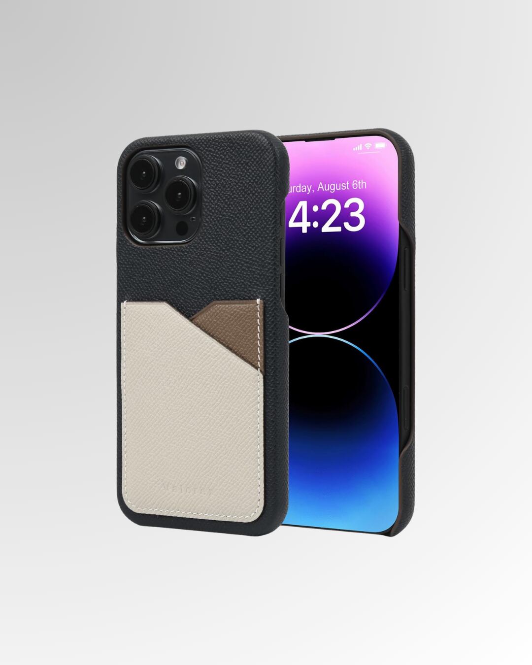 【iPhone16シリーズ】バックカバー型ケース エプソン ブラック×アイボリー×エトープ