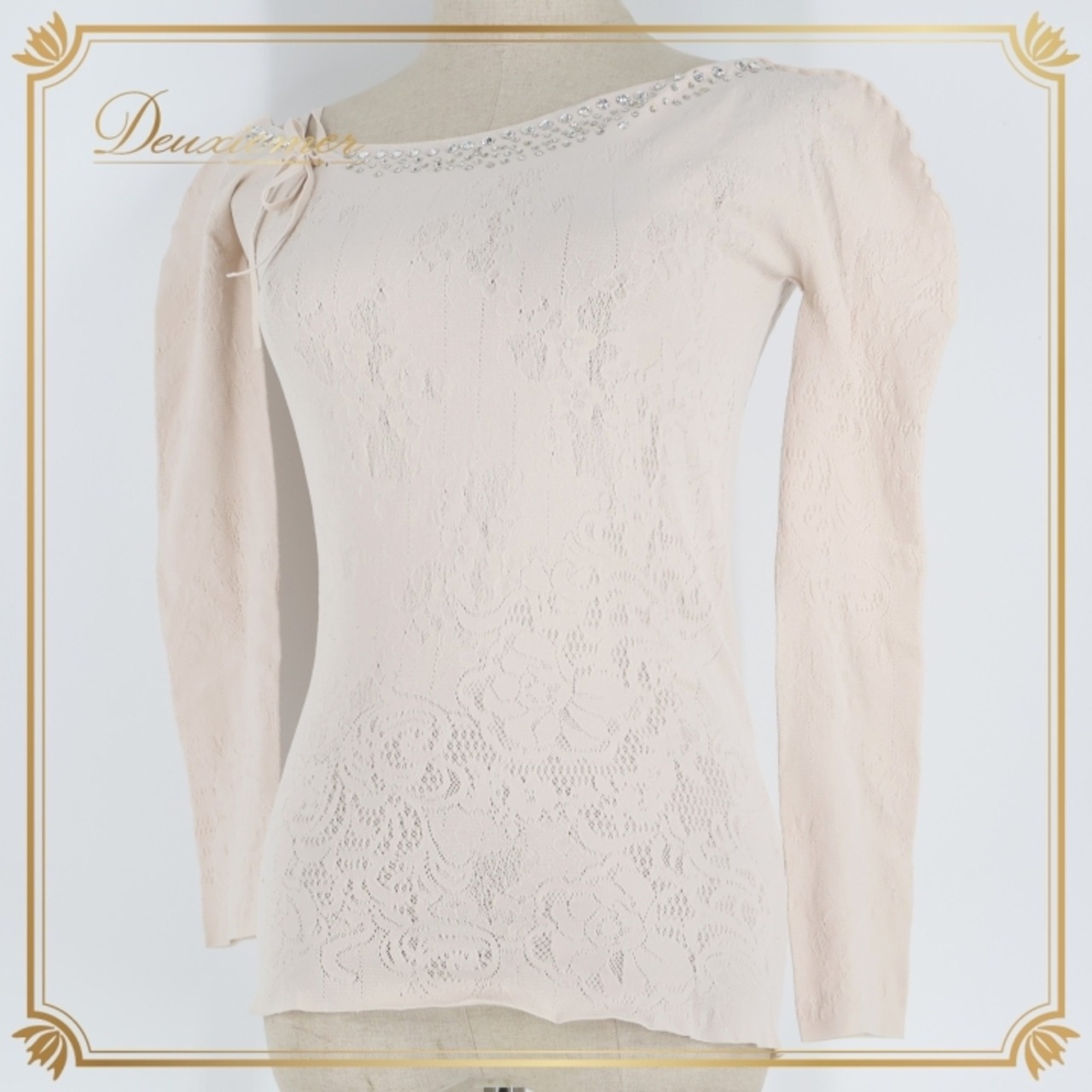 バレエ 衣装 ピンク系 チャコット Chacott ノーソーイングニット トップス レッスン 練習 社交ダンス ストレッチ 伸縮 日本製 花 ノーソーイング 淡い リボン 柔らかい生地 ラインストーン 長袖 薄ピンク キラキラ