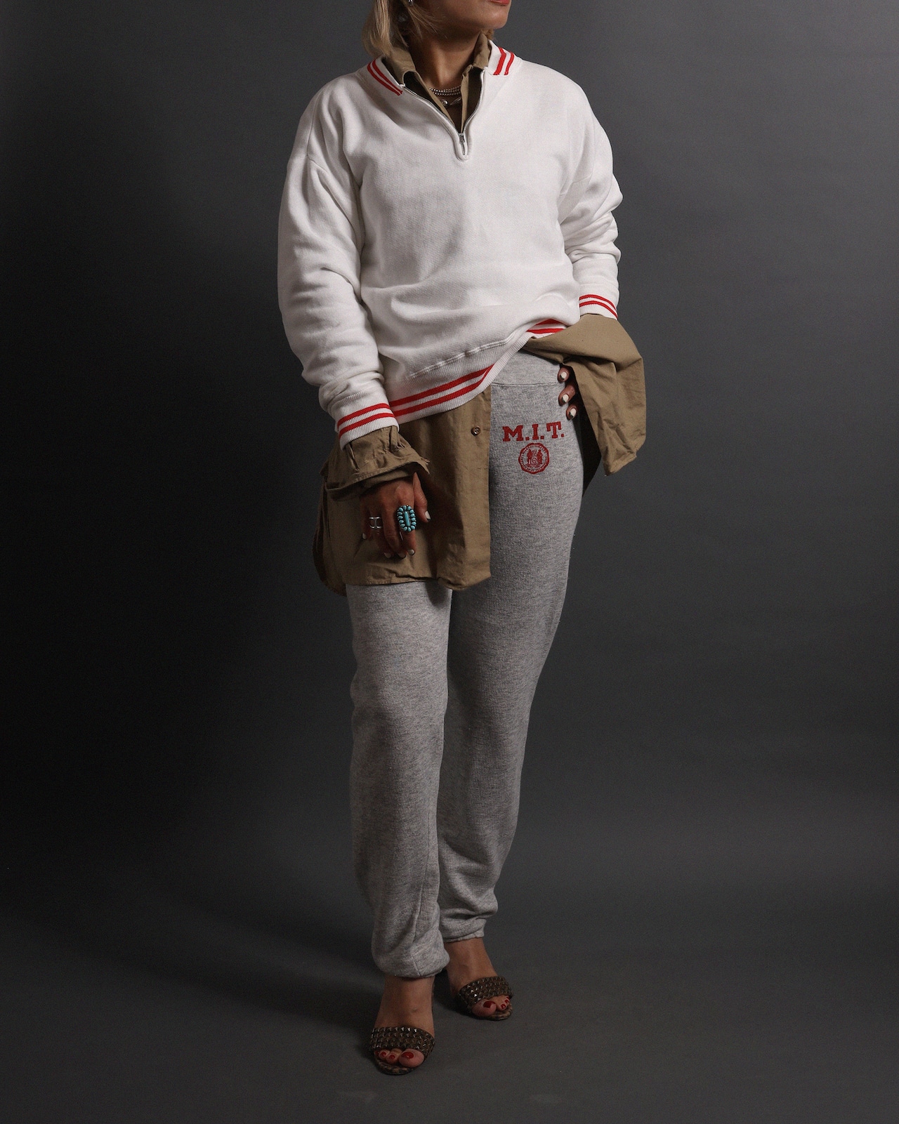 1960's Red Line Rib / Front Zip Sweat Shirt