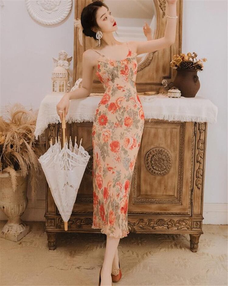 魅力を増すコツ 早い者勝ち セクシー スリング プリント 気質 ドレス ワイルド 日焼け止めシャツ