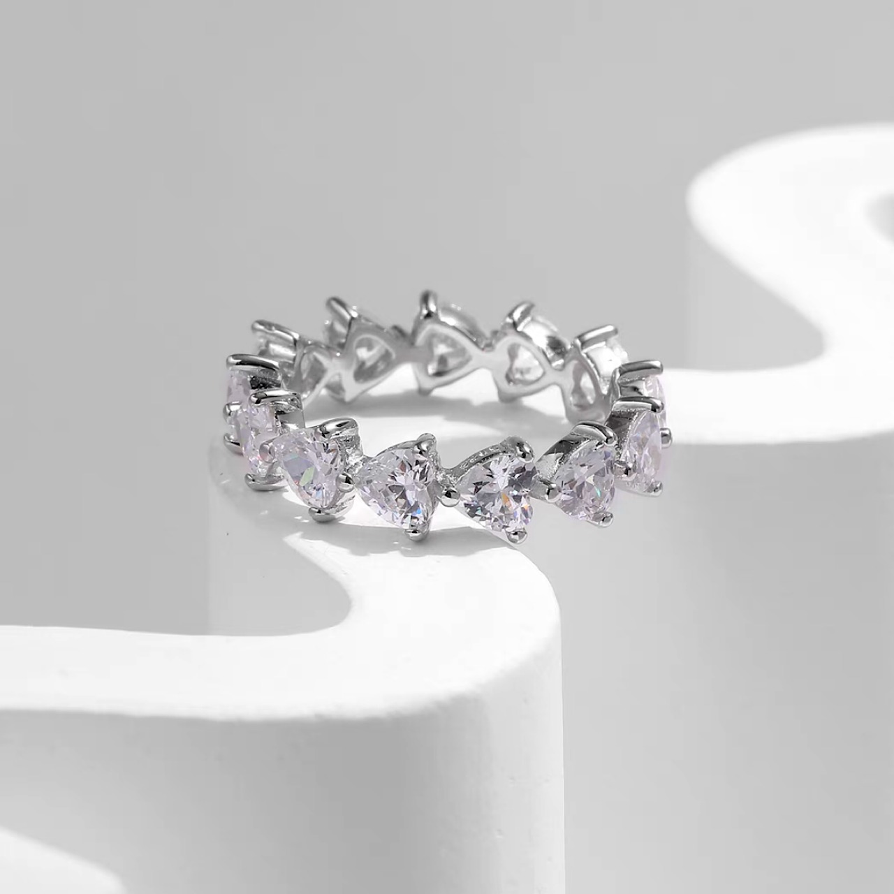 指輪 おしゃれ クリスタル ハート シルバー リング - 5