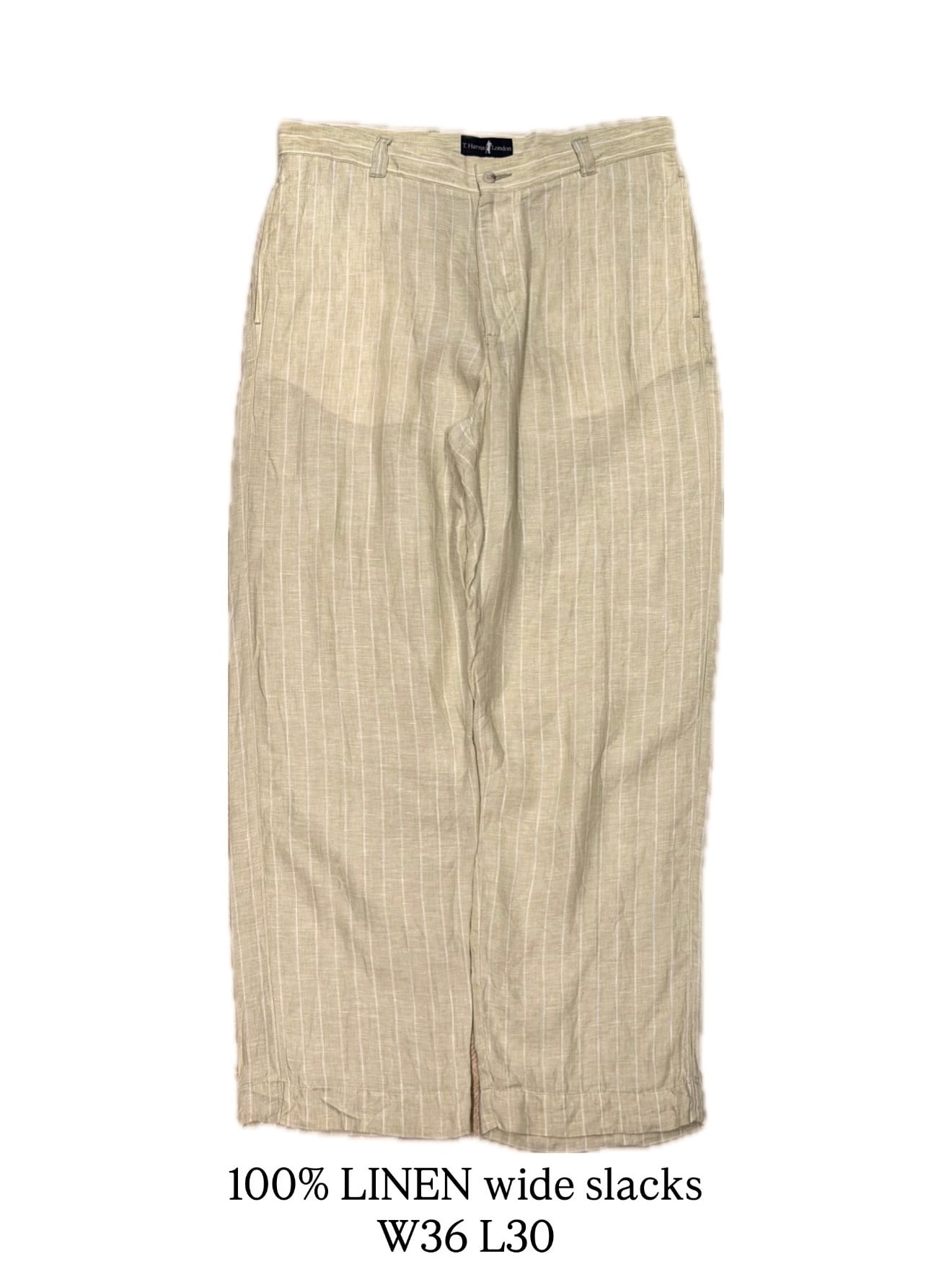 古着 90s Harris London ワイド リネン パンツ スラックス 100% LINEN wide slacks 】 T. Harris London リネン パンツ