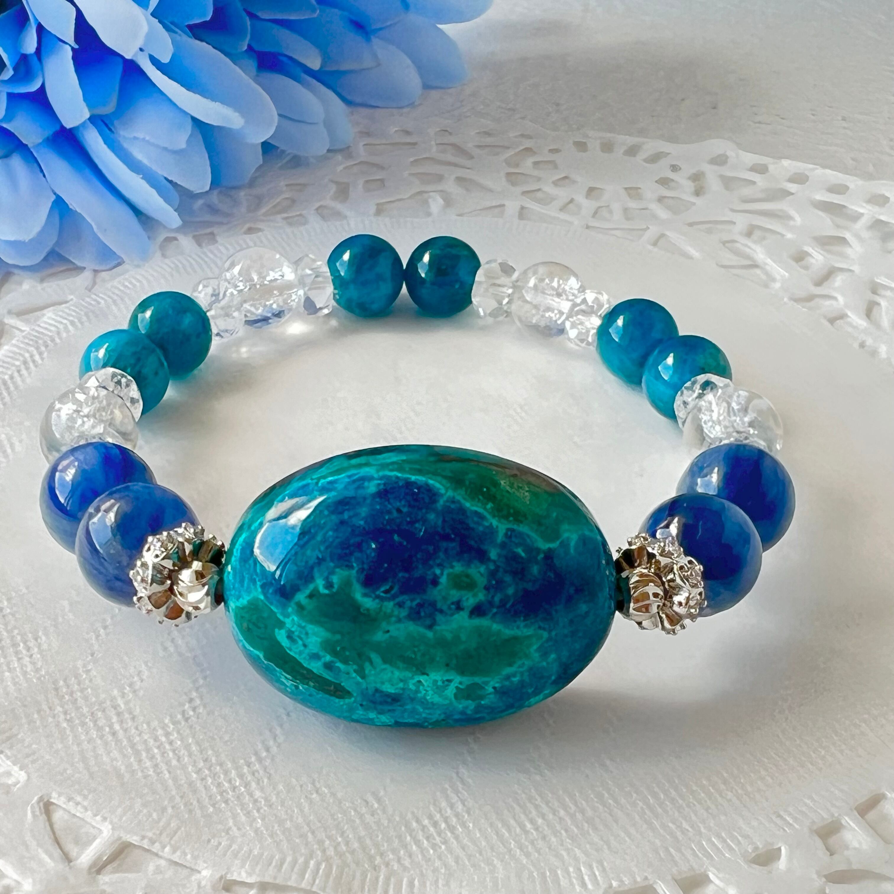 【クリソコラ オーバル デザインブレスレット】❤︎送料無料❤︎天然石 パワーストーン